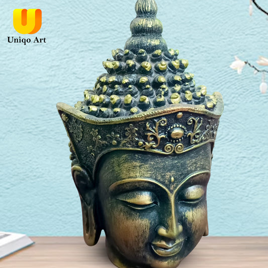 Uniqo Art Small Buddha Head | Decorative Idol Statue for Home, Mandir, Office & Gifting