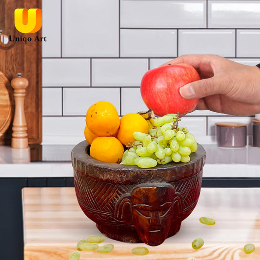 Rustic Carved Wood Food Bowl, Ao Naga Tribal Bowl, Vintage Tribal Kitchen Vessel, Hand-Carved Folk Naga Kitchen Bowl, Handicraft Indian Bowl.