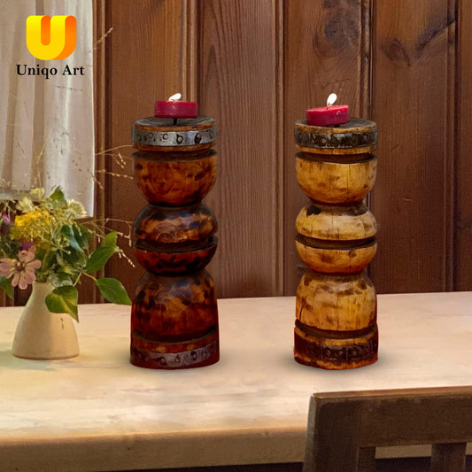 Wooden Candle Holders- Candle Stick Holder Handmade Holder Gifts - Set of 2 - Home Decorations.