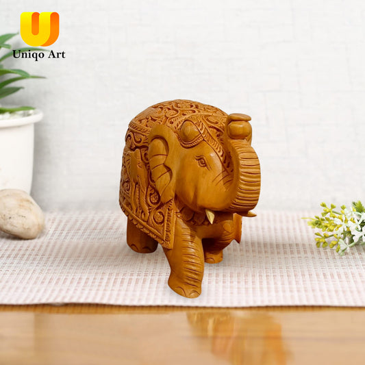 Handcrafted Wooden Elephant– Up Trunk Showpiece