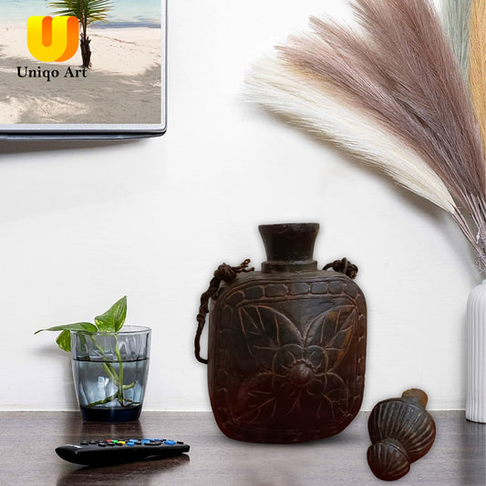 Handcrafted Wooden Bottle – Vintage Surahi Style