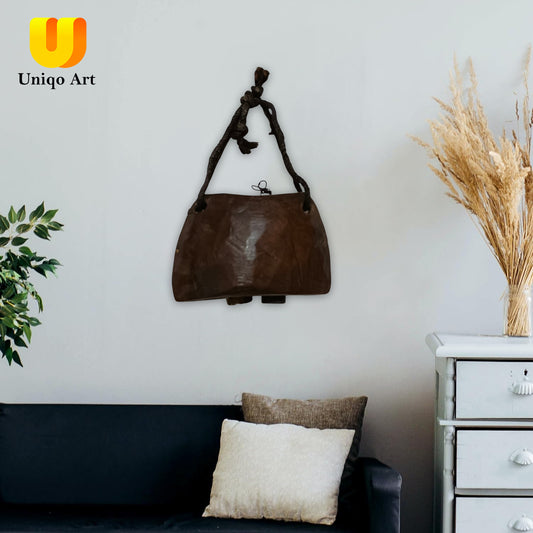 Uniqo Art Handcrafted Antique Cow Bell | Vintage Wooden Frame Hanging Bell | Home Decor, Garden Decor, Gifting (Small)