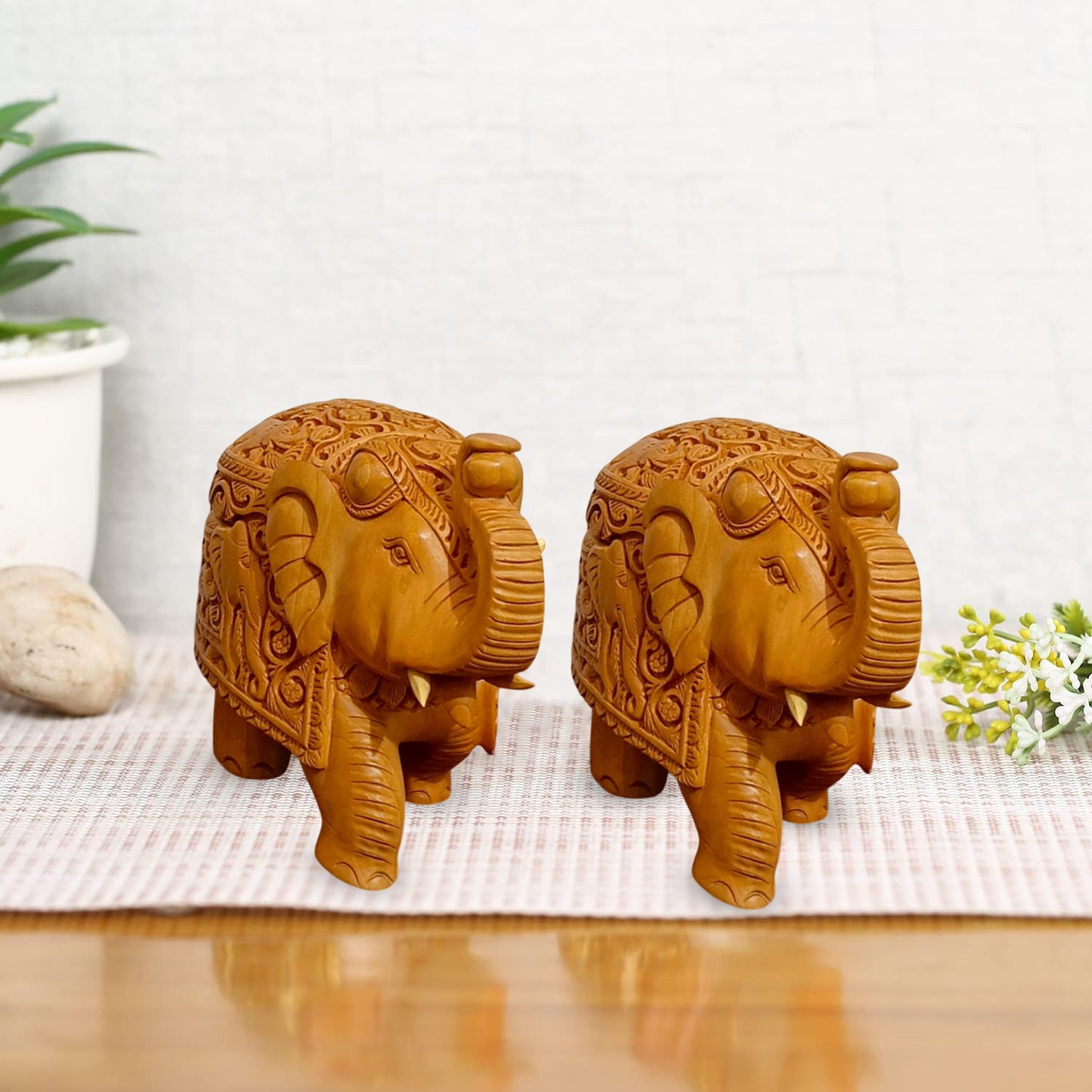 Handcrafted Wooden Elephant– Up Trunk Showpiece