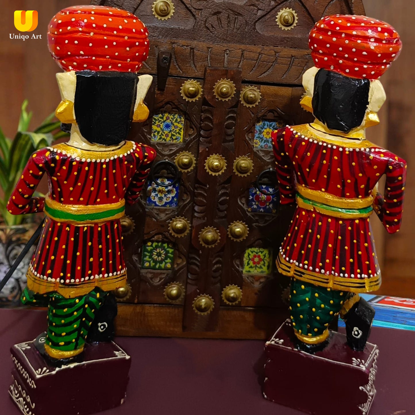 Wooden Hand Carved Watchman Set / Painted Royal Guard / Home Decor Handicraft / Traditional Watchmen Figurine / Rajasthani Darbaan.