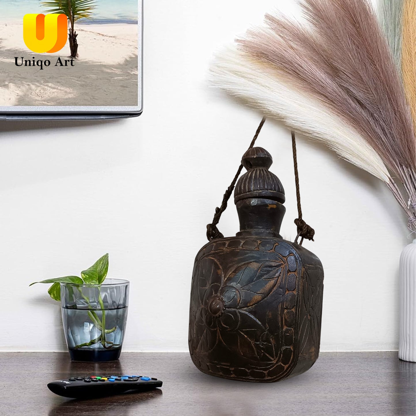 Handcrafted Wooden Bottle – Vintage Surahi Style