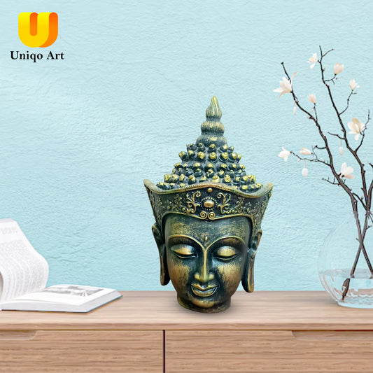 Uniqo Art Small Buddha Head | Decorative Idol Statue for Home, Mandir, Office & Gifting