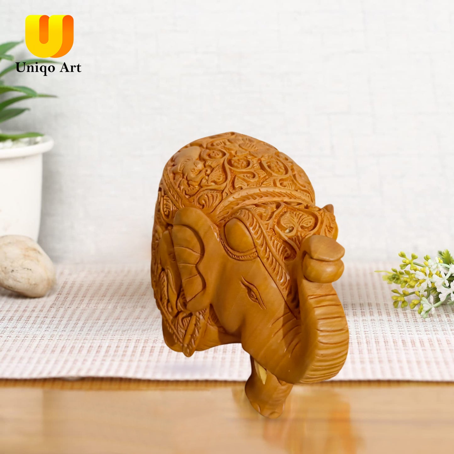 Handcrafted Wooden Elephant– Up Trunk Showpiece