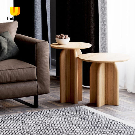 Modern Wooden Nesting Side Tables – Minimalist Accent Tables for Living Room (Set of 2)