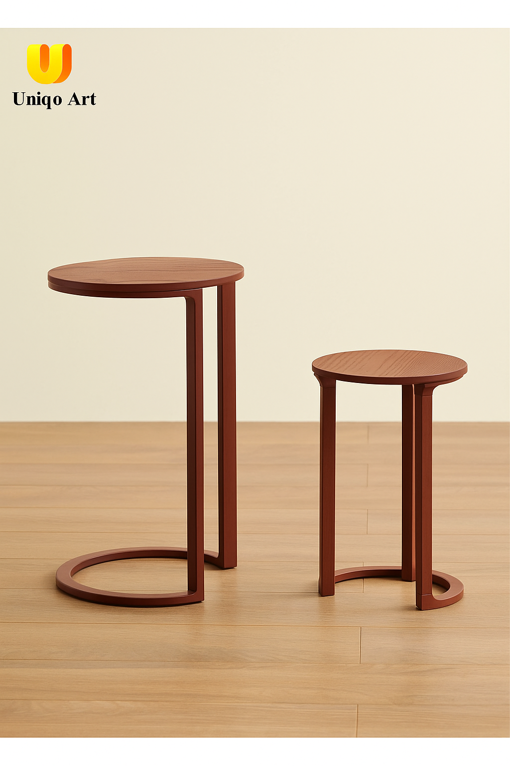 Modern Minimalist Red Nesting Side Tables – Sleek Round Accent Table Set for Living Room & Bedroom