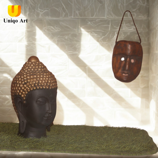 Uniqo Art Handcrafted Big Buddha Head | Meditation Idol Statue | Decorative Figurine for Home, Temple & Office