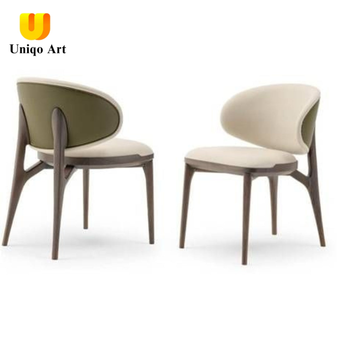 Uniqo Art Modern Dining Chair – Elegant Curved Backrest with Wooden Frame