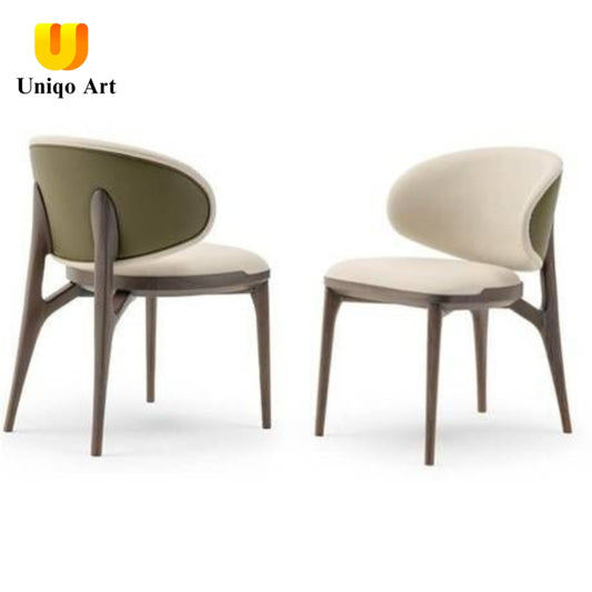 Uniqo Art Modern Dining Chair – Elegant Curved Backrest with Wooden Frame