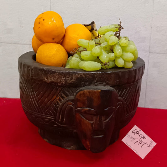 Rustic Carved Wood Food Bowl, Ao Naga Tribal Bowl, Vintage Tribal Kitchen Vessel, Hand-Carved Folk Naga Kitchen Bowl, Handicraft Indian Bowl.