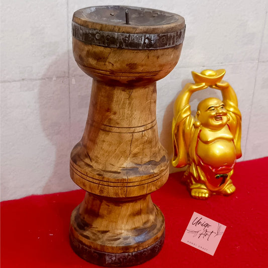 Vintage wood candle holder, Vintage Light wood candle holder set of 2, Home decor candlestick