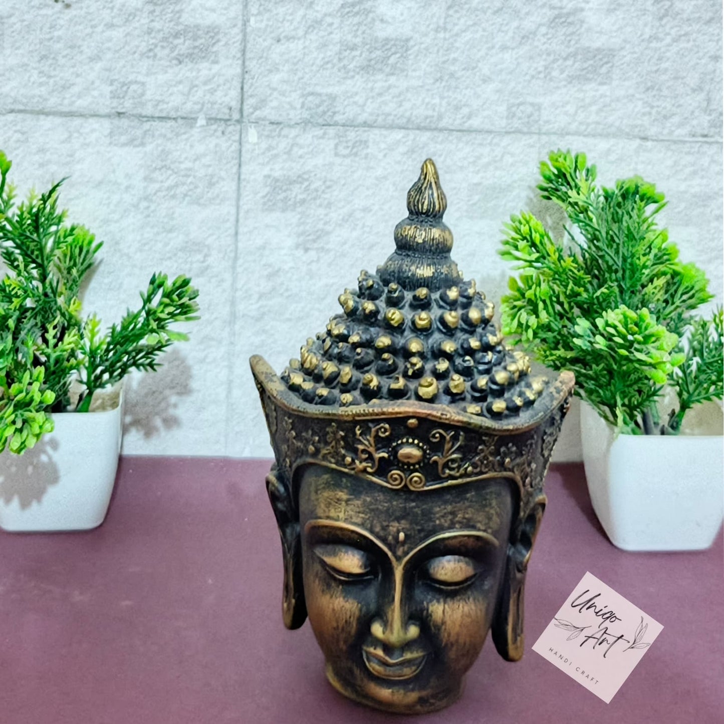 Uniqo Art Small Buddha Head | Decorative Idol Statue for Home, Mandir, Office & Gifting