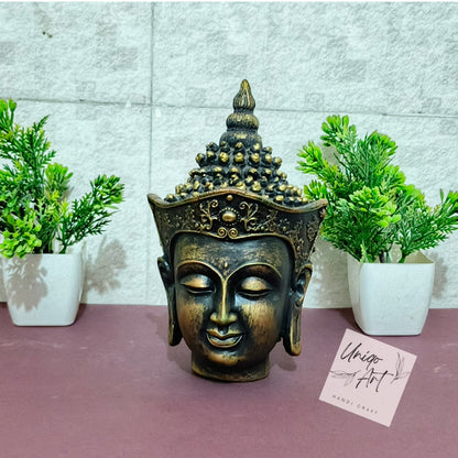 Uniqo Art Small Buddha Head | Decorative Idol Statue for Home, Mandir, Office & Gifting