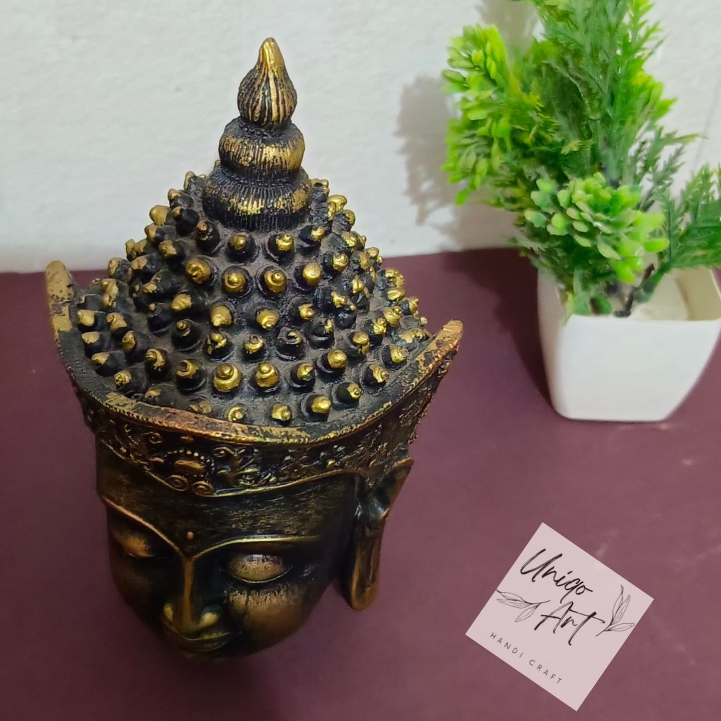 Uniqo Art Small Buddha Head | Decorative Idol Statue for Home, Mandir, Office & Gifting