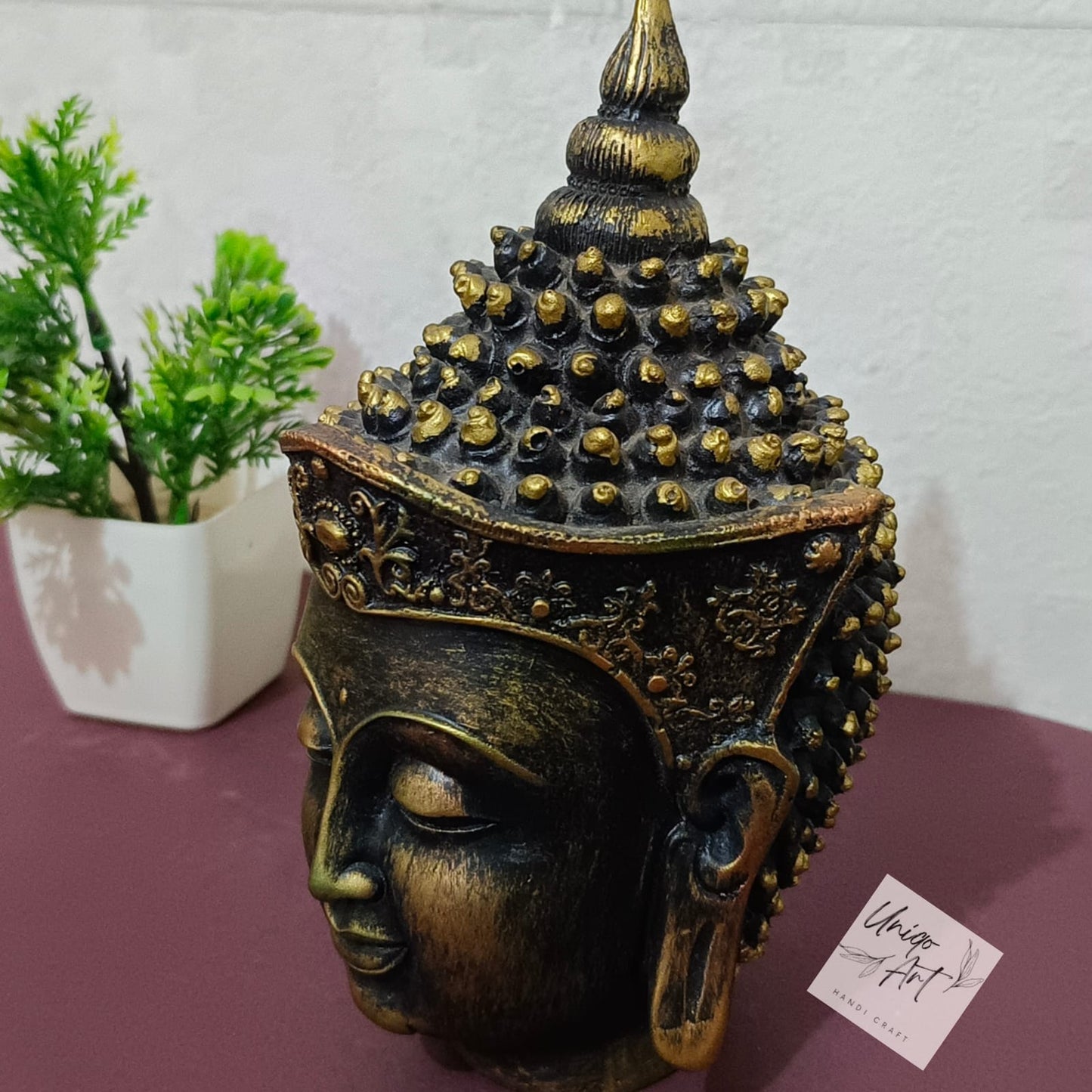 Uniqo Art Small Buddha Head | Decorative Idol Statue for Home, Mandir, Office & Gifting