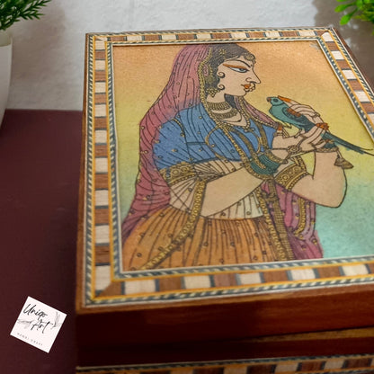 Uniqo Art Handcrafted & Hand-painted Wooden Jewellery Box | Velvet-Lined Organiser | Antique Cultural Design | Gift for Women (Brown)