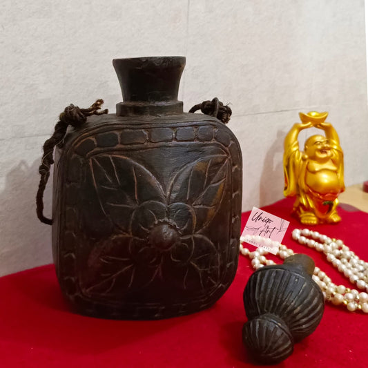 Handcrafted Wooden Bottle – Vintage Surahi Style