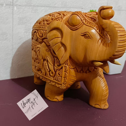 Handcrafted Wooden Elephant– Up Trunk Showpiece