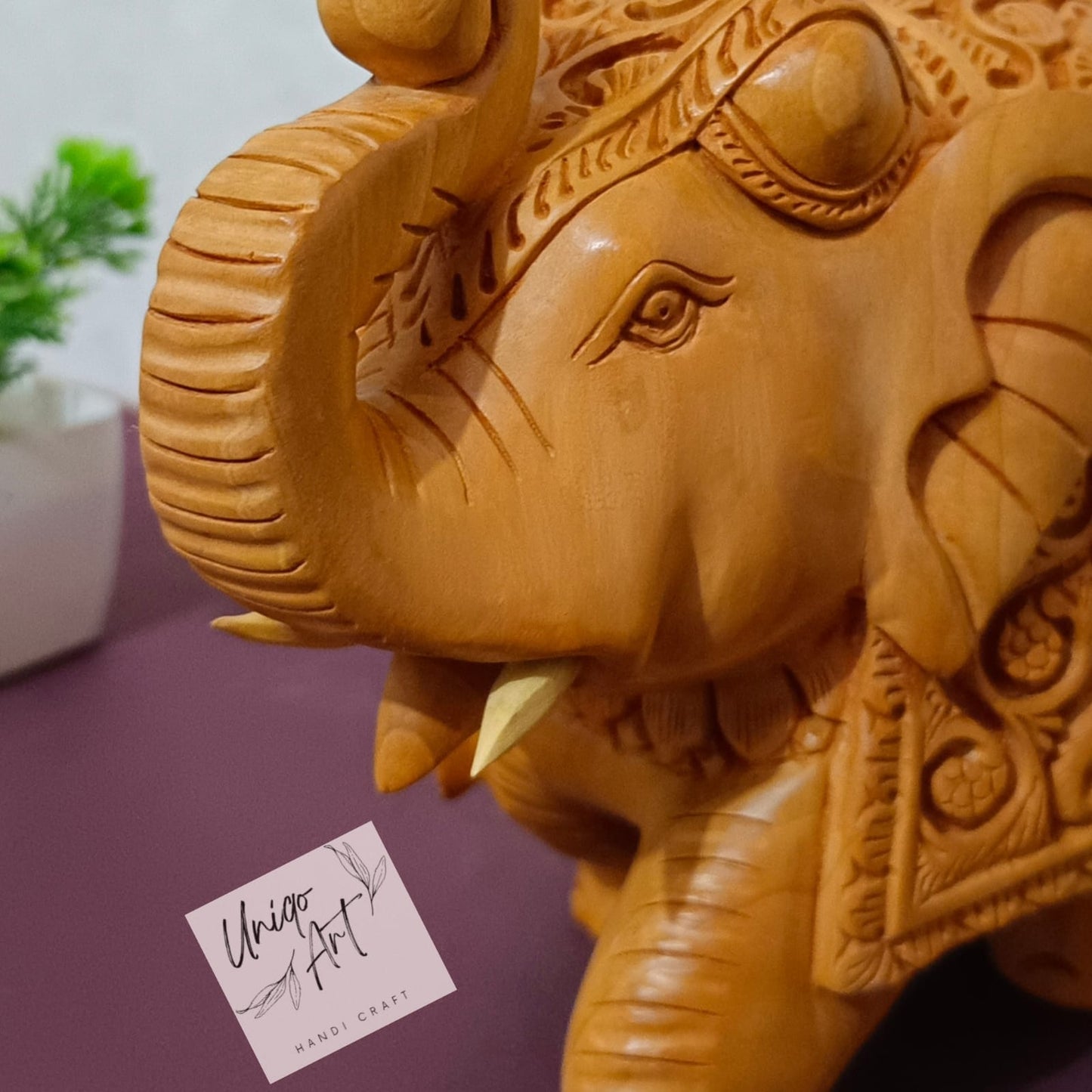 Handcrafted Wooden Elephant– Up Trunk Showpiece