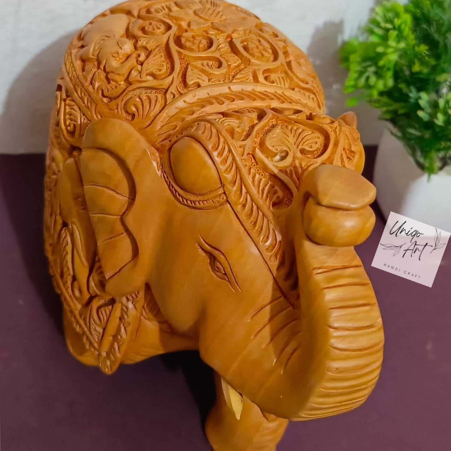 Handcrafted Wooden Elephant– Up Trunk Showpiece