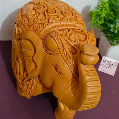 Handcrafted Wooden Elephant– Up Trunk Showpiece