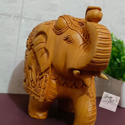 Handcrafted Wooden Elephant– Up Trunk Showpiece