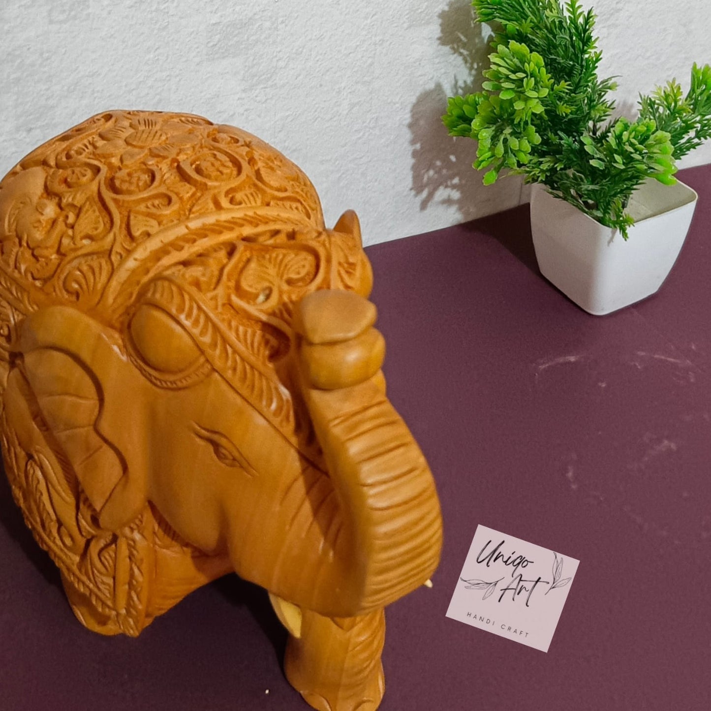 Handcrafted Wooden Elephant– Up Trunk Showpiece