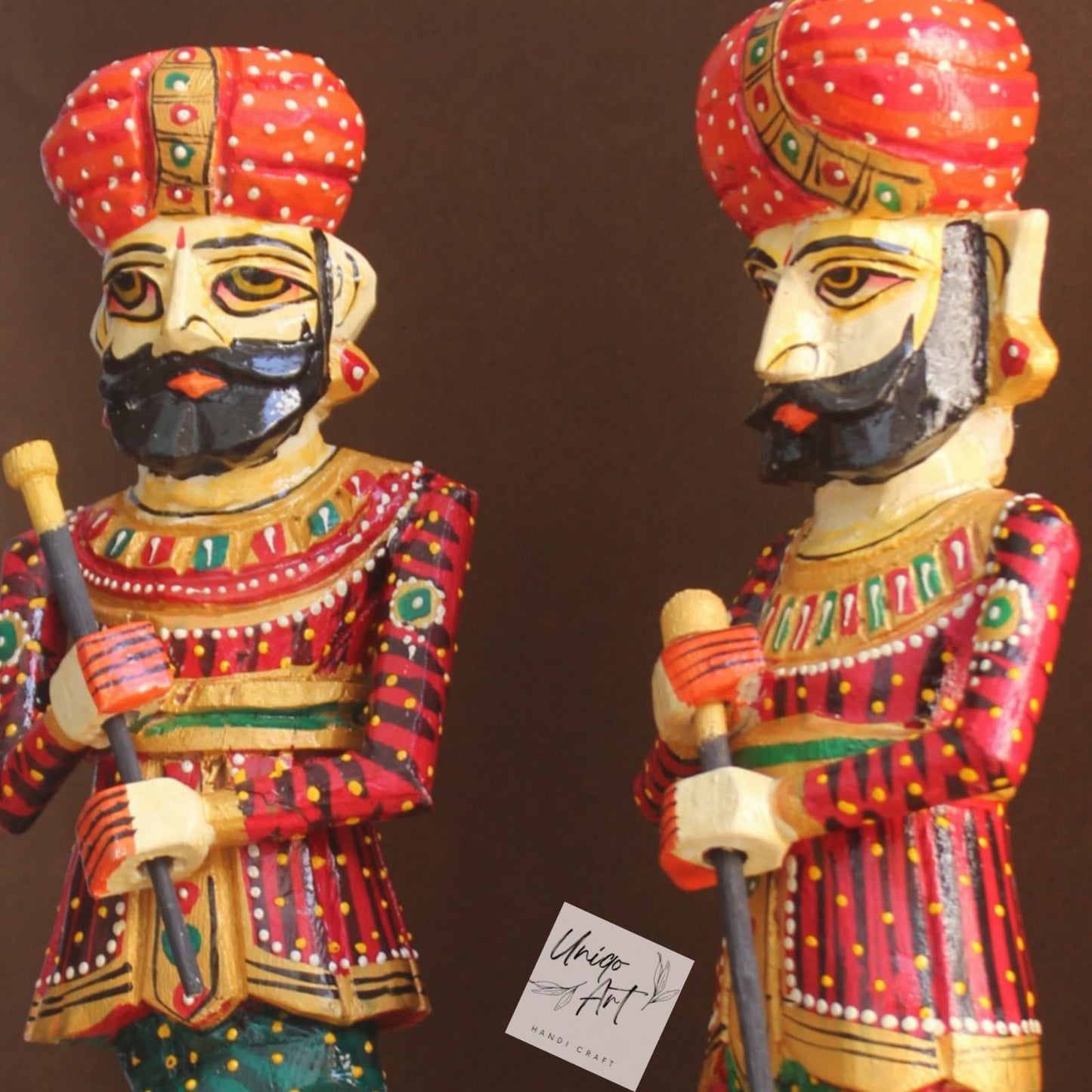 Wooden Hand Carved Watchman Set / Painted Royal Guard / Home Decor Handicraft / Traditional Watchmen Figurine / Rajasthani Darbaan.