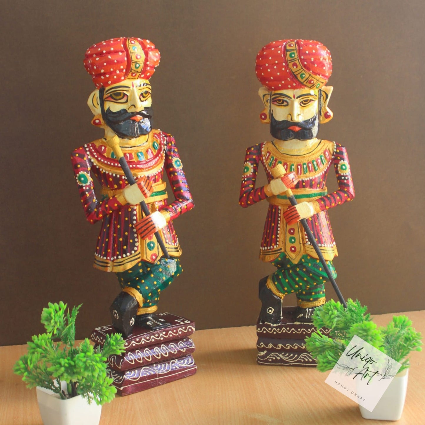 Wooden Hand Carved Watchman Set / Painted Royal Guard / Home Decor Handicraft / Traditional Watchmen Figurine / Rajasthani Darbaan.